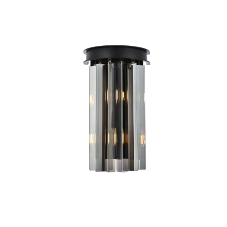 Elegant Lighting Sydney 2 Light 14" Tall Wall Sconce with Silver Shade Royal Cut Crystals Matte Black