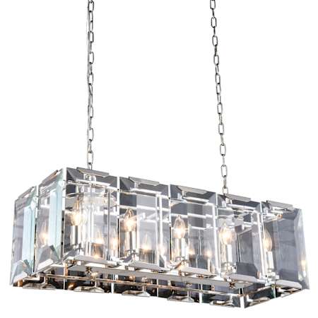 Elegant Lighting Monaco 10 Light 34" Wide Linear Chandelier Polished Nickel
