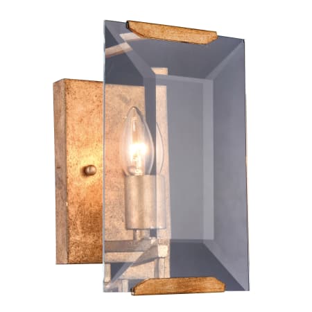 Elegant Lighting Monaco 1 Light 10" Tall Ambient Wall Sconce with Emerald Cut Glass Panel from the Urban Classic Collection Golden Iron