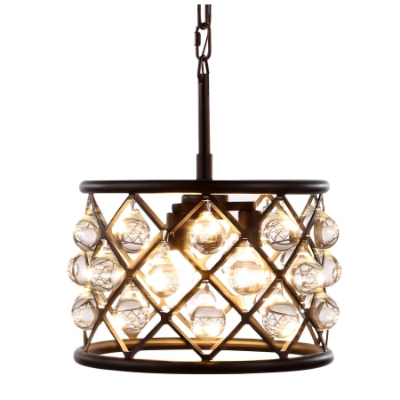 Elegant Lighting Madison 3 Light 12" Wide Crystal Pendant with Clear Royal Cut Crystals Matte Black