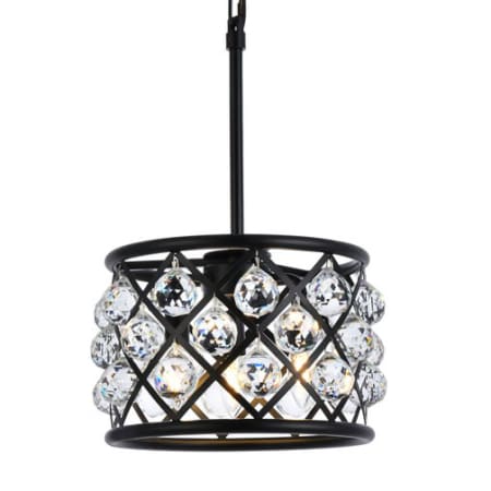 Elegant Lighting Madison 3 Light 12" Wide Crystal Pendant with Clear Royal Cut Crystals Matte Black