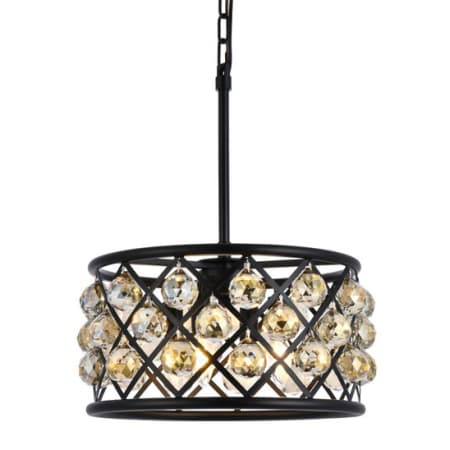 Elegant Lighting Madison 4 Light 16" Wide Crystal Pendant with Golden Teak Royal Cut Crystals Matte Black
