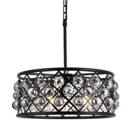 Elegant Lighting Madison 5 Light 20" Wide Crystal Drum Chandelier with Silver Shade Royal Cut Crystals Matte Black