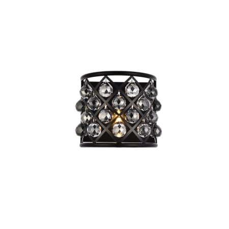 Elegant Lighting Madison 11" Tall Wall Sconce with Silver Shade Royal Cut Crystals Matte Black