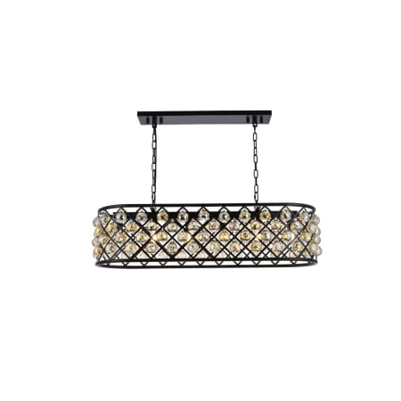 Elegant Lighting Madison 6 Light 40" Wide Crystal Linear Chandelier with Golden Teak Royal Cut Crystals Matte Black