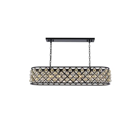 Elegant Lighting Madison 7 Light 50" Wide Crystal Linear Chandelier with Golden Teak Royal Cut Crystals Matte Black