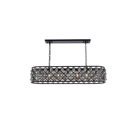 Elegant Lighting Madison 7 Light 50" Wide Crystal Linear Chandelier with Silver Shade Royal Cut Crystals Matte Black