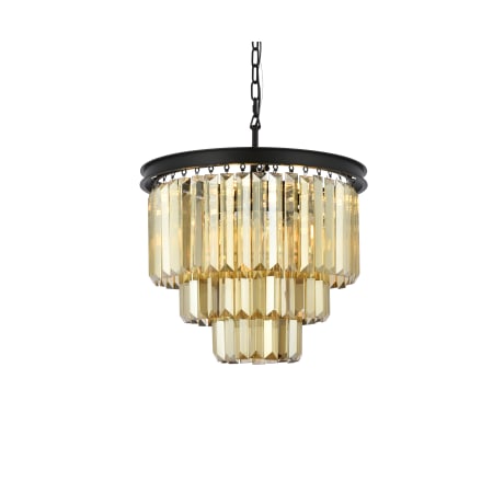 Elegant Lighting Sydney 9 Light 20" Wide Crystal Mini Chandelier with Golden Teak Royal Cut Crystals Matte Black