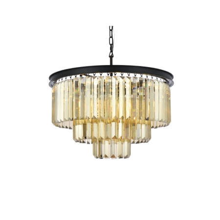 Elegant Lighting Sydney 9 Light 26" Wide Crystal Chandelier with Golden Teak Royal Cut Crystals Matte Black