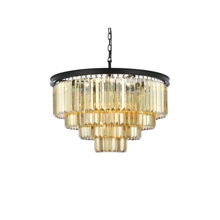 Elegant Lighting Sydney 17 Light 32" Wide Crystal Chandelier with Golden Teak Royal Cut Crystals Matte Black