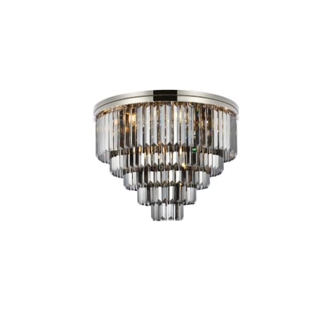 Elegant Lighting Sydney 17 Light 32" Wide Flush Mount Drum Ceiling Fixture with Silver Shade Royal Cut Crystals Polished Nickel