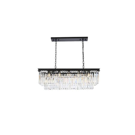 Elegant Lighting Sydney 12 Light 40" Wide Crystal Linear Chandelier with Clear Royal Cut Crystals Matte Black