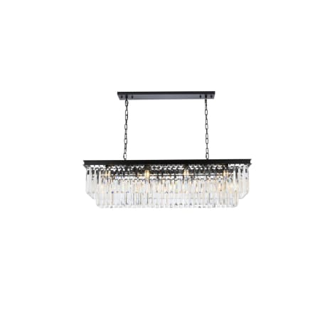 Elegant Lighting Sydney 12 Light 50" Wide Crystal Linear Chandelier with Clear Royal Cut Crystals Matte Black