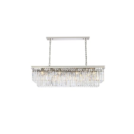Elegant Lighting Sydney 12 Light 50" Wide Crystal Linear Chandelier with Clear Royal Cut Crystals Polished Nickel