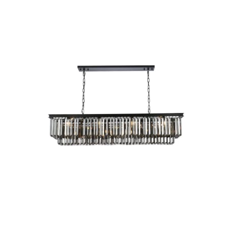 Elegant Lighting Sydney 12 Light 60" Wide Crystal Linear Chandelier with Silver Shade Royal Cut Crystals Matte Black