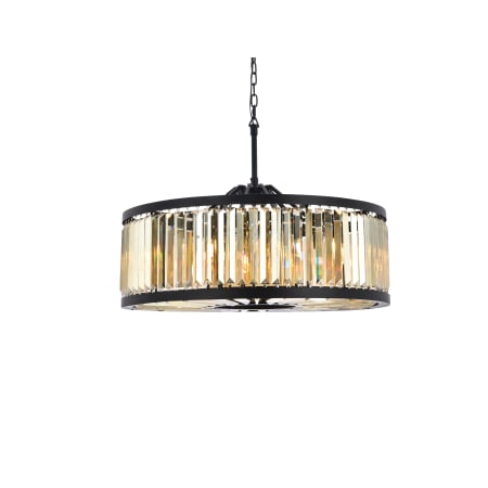 Elegant Lighting Chelsea 10 Light 36" Wide Crystal Drum Chandelier with Golden Teak Royal Cut Crystals Matte Black
