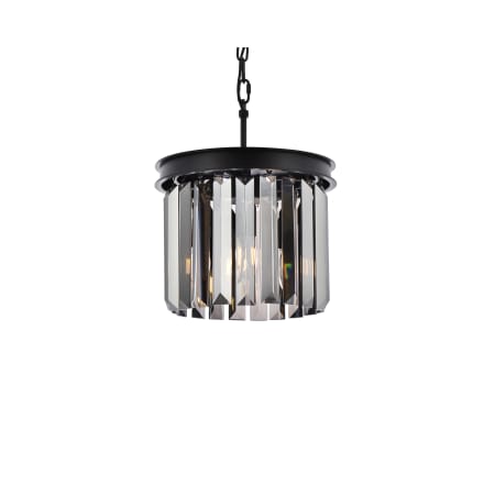 Elegant Lighting Sydney 3 Light 12" Wide Crystal Pendant with Silver Shade Royal Cut Crystals Matte Black