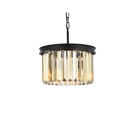 Elegant Lighting Sydney 3 Light 16" Wide Crystal Pendant with Golden Teak Royal Cut Crystals Matte Black