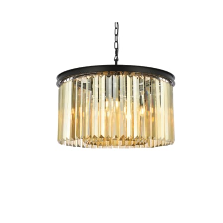 Elegant Lighting Sydney 8 Light 26" Wide Crystal Drum Chandelier with Golden Teak Royal Cut Crystals Matte Black