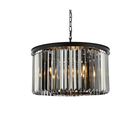 Elegant Lighting Sydney 8 Light 26" Wide Crystal Drum Chandelier with Silver Shade Royal Cut Crystals Matte Black