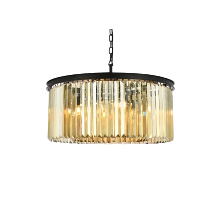 Elegant Lighting Sydney 8 Light 32" Wide Crystal Drum Chandelier with Golden Teak Royal Cut Crystals Matte Black