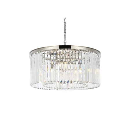 Elegant Lighting Sydney 8 Light 32" Wide Crystal Drum Chandelier with Clear Royal Cut Crystals Polished Nickel