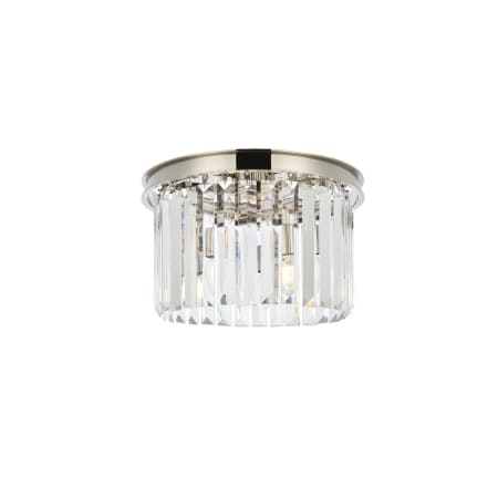 Elegant Lighting Sydney 3 Light 16" Wide Flush Mount Drum Ceiling Fixture with Clear Royal Cut Crystals Polished Nickel