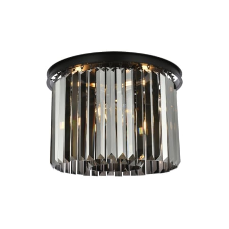 Elegant Lighting Sydney 6 Light 20" Wide Flush Mount Drum Ceiling Fixture with Silver Shade Royal Cut Crystals Matte Black