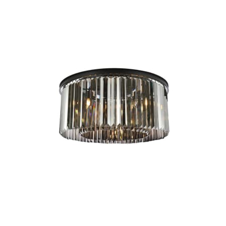 Elegant Lighting Sydney 8 Light 32" Wide Flush Mount Drum Ceiling Fixture with Silver Shade Royal Cut Crystals Matte Black