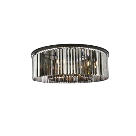 Elegant Lighting Sydney 10 Light 44" Wide Flush Mount Drum Ceiling Fixture with Silver Shade Royal Cut Crystals Matte Black