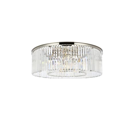 Elegant Lighting Sydney 10 Light 44" Wide Flush Mount Drum Ceiling Fixture with Clear Royal Cut Crystals Polished Nickel
