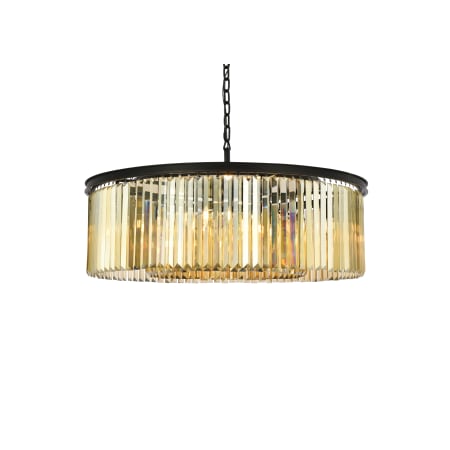 Elegant Lighting Sydney 10 Light 44" Wide Crystal Drum Chandelier with Golden Teak Royal Cut Crystals Matte Black