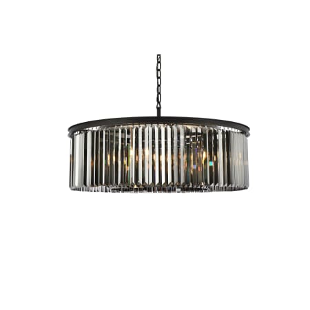 Elegant Lighting Sydney 10 Light 44" Wide Crystal Drum Chandelier with Silver Shade Royal Cut Crystals Matte Black