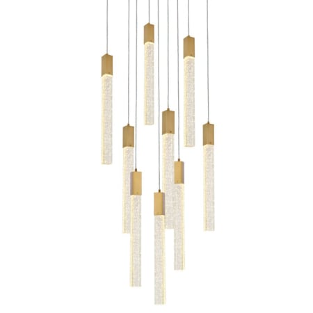 Elegant Lighting Weston 9 Light 20" Wide LED Crystal Multi Light Pendant with Clear Crystal Accents Satin Gold