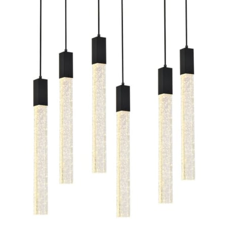 Elegant Lighting Weston 6 Light 32" Wide LED Crystal Linear Pendant with Clear Crystal Accents Black