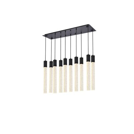 Elegant Lighting Weston 10 Light 42" Wide LED Crystal Linear Pendant with Clear Crystal Accents Black