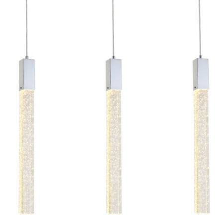 Elegant Lighting Weston 3 Light 32" Wide LED Crystal Linear Pendant with Clear Crystal Accents Chrome