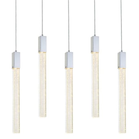 Elegant Lighting Weston 5 Light 36" Wide LED Crystal Linear Pendant with Clear Crystal Accents Chrome