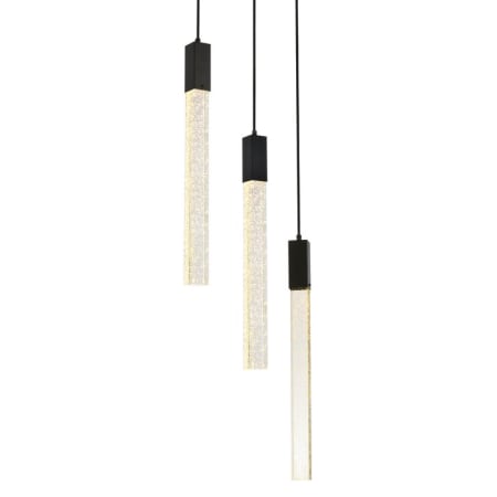 Elegant Lighting Weston 3 Light 16" Wide LED Crystal Multi Light Pendant with Clear Crystal Accents Black