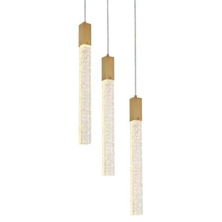 Elegant Lighting Weston 3 Light 16" Wide LED Crystal Multi Light Pendant with Clear Crystal Accents Satin Gold