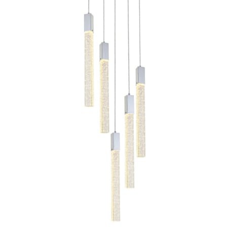 Elegant Lighting Weston 5 Light 20" Wide LED Crystal Multi Light Pendant with Clear Crystal Accents Chrome