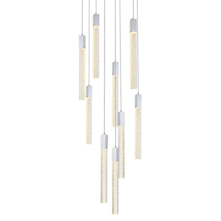 Elegant Lighting Weston 9 Light 24" Wide LED Crystal Multi Light Pendant with Clear Crystal Accents Chrome