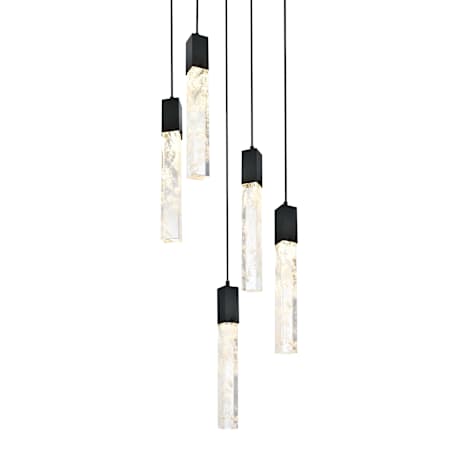 Elegant Lighting Aurora 16" Wide Crystal Multi Light Pendant Black