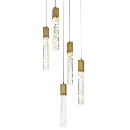 Elegant Lighting Aurora 16" Wide Crystal Multi Light Pendant Satin Gold