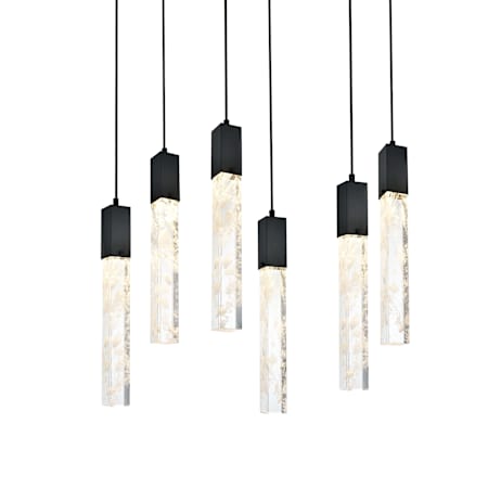 Elegant Lighting Aurora 32" Wide Crystal Linear Pendant Black