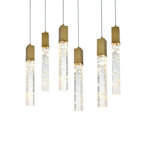 Elegant Lighting Aurora 32" Wide Crystal Linear Pendant Satin Gold
