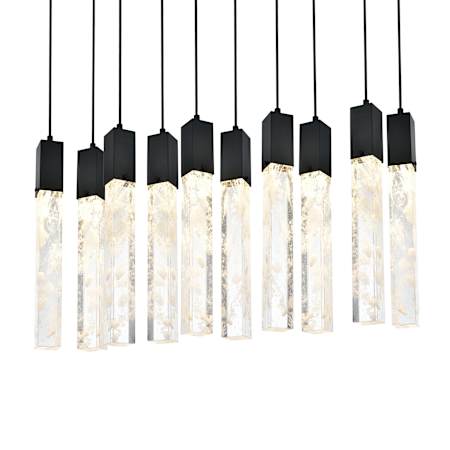 Elegant Lighting Aurora 42" Wide Crystal Linear Pendant Black