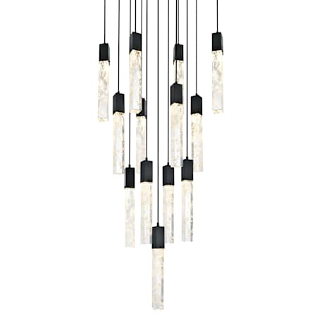 Elegant Lighting Aurora 26" Wide Crystal Multi Light Pendant Black