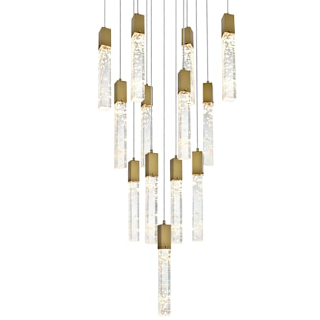 Elegant Lighting Aurora 26" Wide Crystal Multi Light Pendant Satin Gold