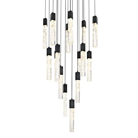 Elegant Lighting Aurora 30" Wide Crystal Multi Light Pendant Black